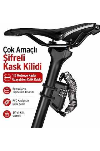 Çelik Telli Şifreli Kask Ve Bisiklet Kilidi Şifreli Çelik Telli