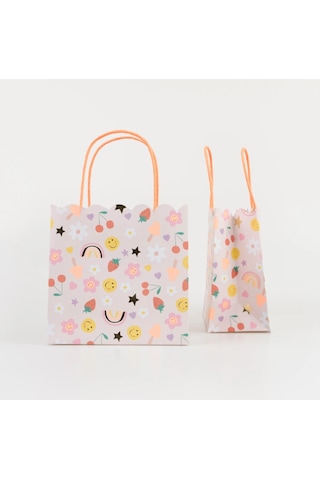 Meri Meri - Happy Face Icons Party Bags - Mutlu Yüz Semboller Parti Çantaları X8 Tüm Yaşlar