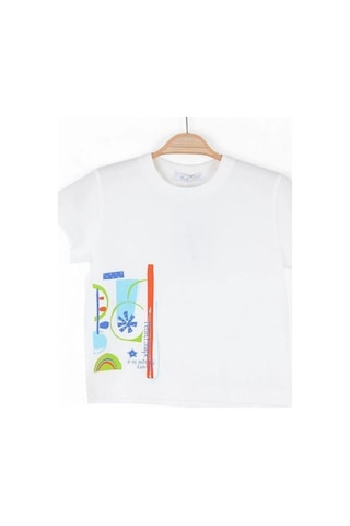 Nk Kids Kız Çocuk Pamuklu Desenli T-shirt-15968 Beyaz