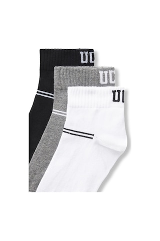 Brennus 3'lü Siyah Gri Beyaz Uzun Jakarlı Standard Fit Unisex Çorap Siyah Gri Beyaz