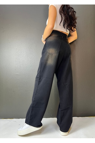 St.poll Vintage Eskitme Unisex Baggy Jean Pantolon Kahverengi