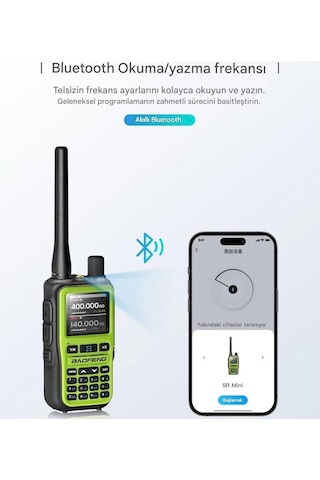 Baofeng Uv-5r Mini Dual Band Telsiz Vhf/uhf 5w Güç, Bluetooth, Type-c Şarj - Yeşil