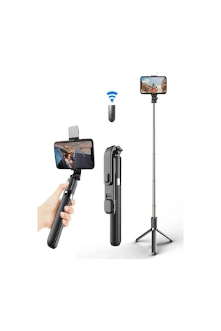 Led Işıklı Tripod Standı Kablosuz Bluetooth Uzaktan Kumandalı Selfie Çubuğu Çubuğu Yeni Youtuber