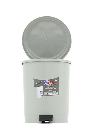 A Form Plastik Pedallı Basmalı 12 Litre Çöp Kovası Kutusu - 28x34 Cm. - Gri