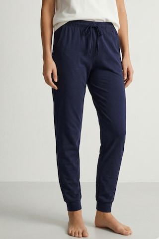 Elemge %100 Pamuk Compact Penye Süprem Kadın Pijama Altı Cepli Regularfit Manşet Paça Esnek Terletmez Laci Lacivert
