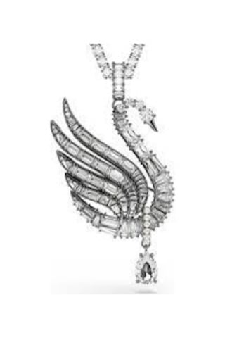 5723411 Swan Vienna Pendant And Brooch, Swan, White, Ruthenium Plated Çok Renkli