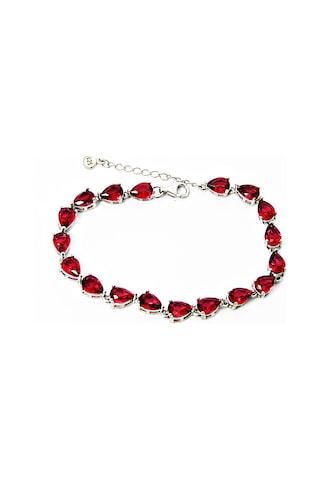Lilahgümüştr Gümüş Su Yolu Kırmızı Damla Taşlı Kadın Bileklik
