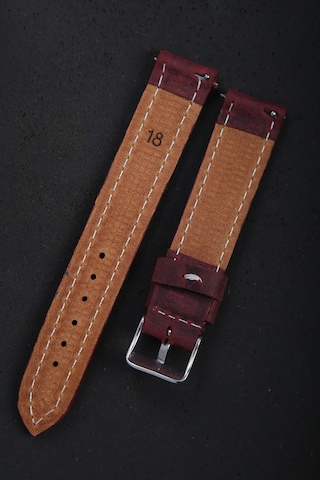Hakiki Deri 18mm Akıllı Pimli Saat Kordonu Bordo 96252765
