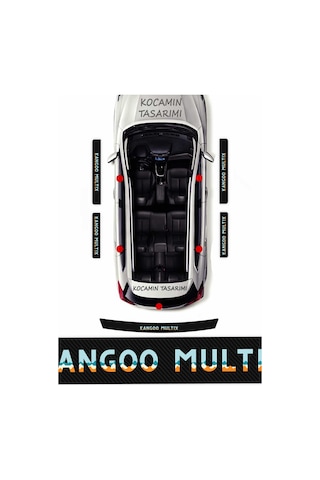 Renault Kangoo Multix Kapı Eşiği Karbon Koruyucu Set Kangoo Multix Modeline Uyumlu 5 Parça Premium Baskı