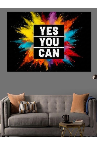 "yes You Can" Evet Yapabilirsin Motivasyon Yazısı Dekoratif Kanvas - Mdf Ahşap Tablo