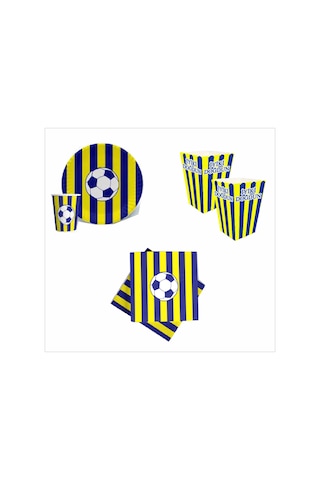 Taraftar Fenerbahçe Sarı Lacivert 8 Tabak, 8 Bardak, 10 Peçete, 8 Mısır Kutusu