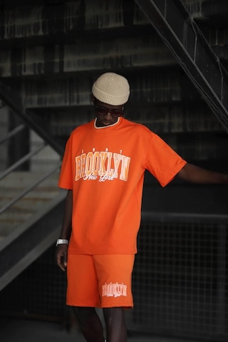Brooklyn Baskılı Pamuklu Oversize Şortlu Penye Takım 001