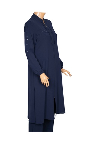 Hesna Kadın Hüma Dokuma Krep Aksesuarlı Araboy Lacivert Ferace Lacivert