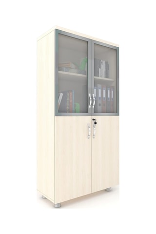 Modüler Dünyası 2 Cam Kapaklı Kilitli Dosya Dolabı Akça 80X38X153 Akçaağaç