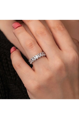 Stillove Gümüş Oval Taşlı Tamtur Kadın Yüzük T8727 Gümüş