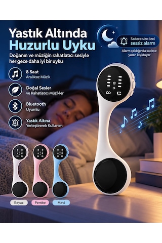 Bluetooth Yastık Altı Uyku Hoparlörü Sessiz Alarm Rahatlatıcı Doğal Sesler