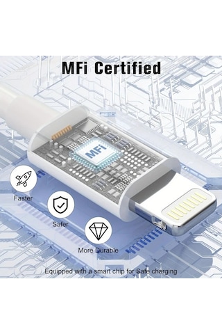 Honeybeeshop Tekgene C Tipi Yıldırım 1 8 M 30w Pd Hızlı Şarj Kablosu Mfi Sertifikalı Lightning Usb C İphone 14 13 12 11 Pro Max X 7 6 Plus Se Uyumlu