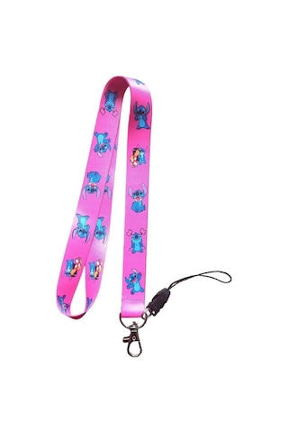 Lilo Ve Stitch Pembe Kart Askı Ipi Yaka Askı Ipi, Boyun Askı, Telefon Askı Aparatı, Mavi Kartlık