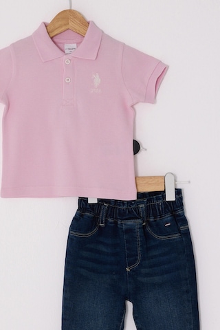 U.S. Polo Assn. U.s.polo Kız Bebek 2li Tshırt Takım - Toz Pembe