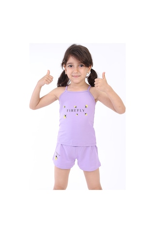 Toontoy Kids Toontoy Kız Bebek Arı Baskılı Şortlu Takım Lila
