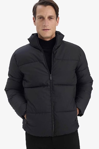 Defacto Slim Fit Dik Yaka Astarlı Fermuarlı Su Geçirmez Siyah Erkek Mont C5631ax/bk27 Siyah