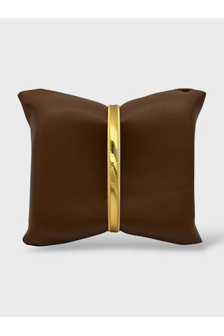 Arnes Jewelry Çelik 22 Ayar Altın Kaplama Desenli Kalın Ajda Bilezik - 1 Adet 20 Cm Ar644nes Gold