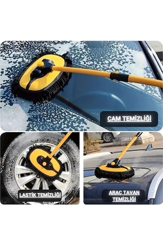 Polham 100cm Uzayabilen Teleskopik Saplı Kuru Islak Araç Temizleme Fırçası, İz Ve Çizik Bırkaz Fırça