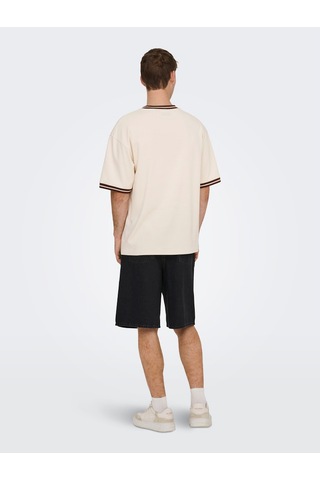 Only & Sons Classiques Caspian Erkek Krem Tişört 22037720-wty