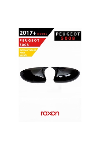 Peugeot 5008 2017+ Batman & Yarasa Ayna Kapağı Parlak Piano Black Sport