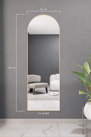 Dekoratif Ayna Oval Boy Ayna Duvar Aynası 180x60 Cm 180 X 60 Gold 18061806776 Gold