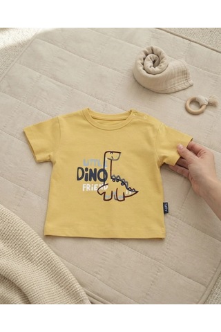 Tuffy Hardal Erkek Bebek Açık Sarı Dinozor Baskılı Süprem T-shirt