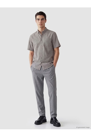 Lcwaıkıkı Classic Kahverengi Regular Fit Çizgili Poplin Erkek Gömlek