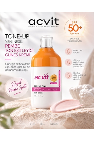 Acvit Tone Up Yeni Nesil Pembe Ton Eşitleyici Güneş Kremi SPF50+ Pa++++ 100 ML