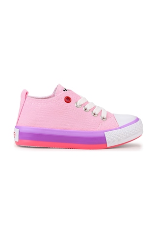 Kiko Kids Tinna Bağcıklı Kız Bebek Keten Spor Ayakkabı Pembe