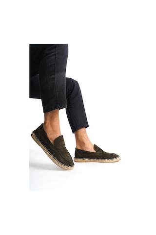 Mubiano Hakiki Deri Summer Erkek Jüt Taban Haki Süet Espadril & Loafer -mssr1274-hk Haki