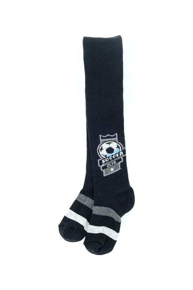 Veraye Socks Erkek Külotlu Çorap Soccer Clup Desen Pamuklu Penye 3'lü Gri-siyah-lacivert
