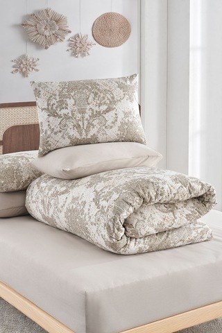 Veramoni Soft Dreams Soft Dreams Çift Kişilik Pamuklu Desenli Nevresim Takımı - Bej