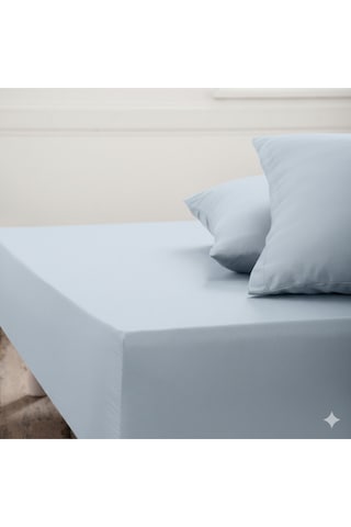 Maki Home %100 Pamuklu Buz Mavisi 100x200+50x70 Cm Tek Kişilik Lastikli Çarşaf Takımı Buz Mavisi