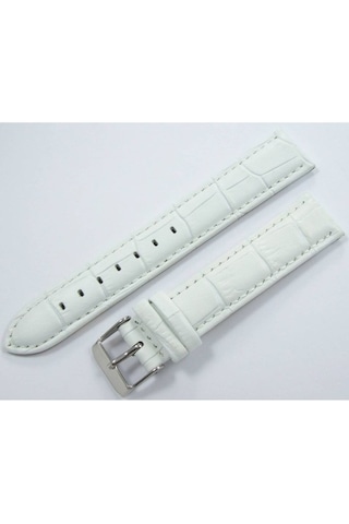 Bizon Deri Saat Kayışı 24Mm Beyaz Saat Kordonu Kroko Spor Kolçak