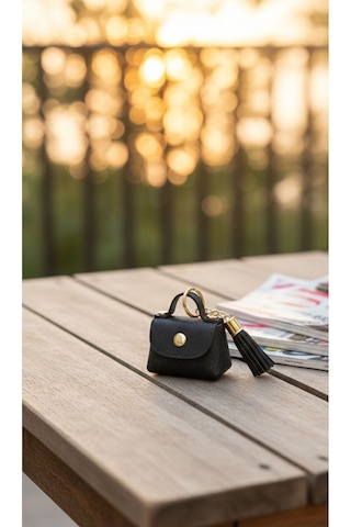 Pololiza Simli Bag Charm Mini Cüzdan / Çok Amaçlı Lüks Anahtarlık Ve Çanta Askı Süsü Çanta Aksesuar Siyah
