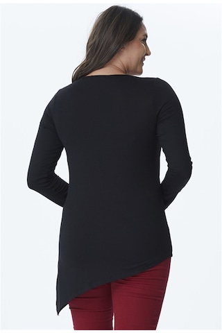 Önü File Detaylı Asimetrik Tunik-siyah Siyah