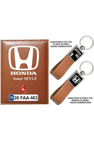 Plakanıza Özel Honda Logolu Taba Ruhsat Kabı Ve Anahtarlık Plakanıza Özel Honda Logolu Taba Ruhsat Kabı Ve Anahtarlık