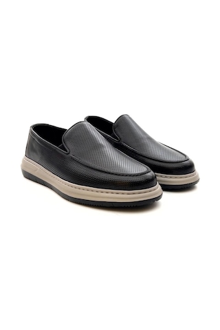 Greyder 64696 Erkek Hakiki Deri Baskılı Lastikli Comfort Casual Ayakkabı Siyah