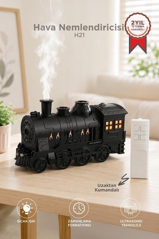 Premium Gece Lambası Ferahlatıcı Sunum Hava Nemlendiricisi Led Işıklı 300 Ml H21 Siyah