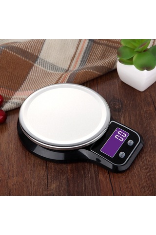 Monyee Ev Mutfak Dijital Terazi, Paslanmaz Çelik Tabla, Lcd Ekran, 5kg/1g Hassasiyet, Tare Fonksiyonu, Siyah Pil Dahil Değil Siyah
