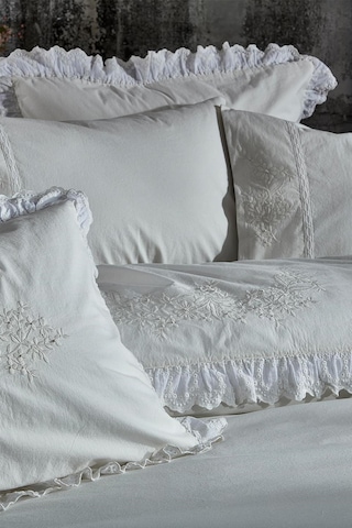 Ecocotton Elsa Krem Çift Kişilik Organik Nevresim Takımı Krem