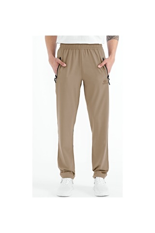 Tommy Life Bej Erkek Fermuarlı Üç Cepli Standart Kalıp Klasik Paça Eşofman Alt - 84768 Bej