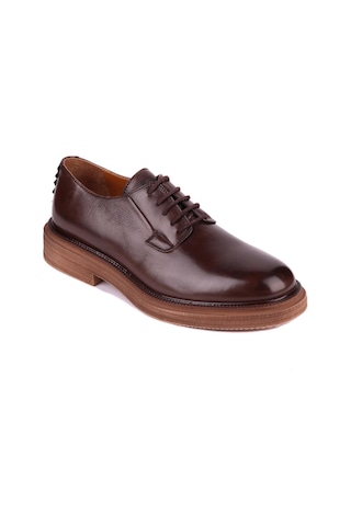 Shoetyle - Kahverengi Hakiki Deri Bağcıklı Erkek Ayakkabı 666-4052-1238 Kahverengi