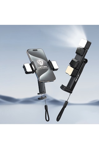 Lenyes Cr204 360 Dönebilen Işıklı Seyahat Telefon Tutucu Ve Standı Siyah