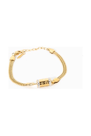 Biem Silindir Model Çelik Bileklik Gold/gümüş